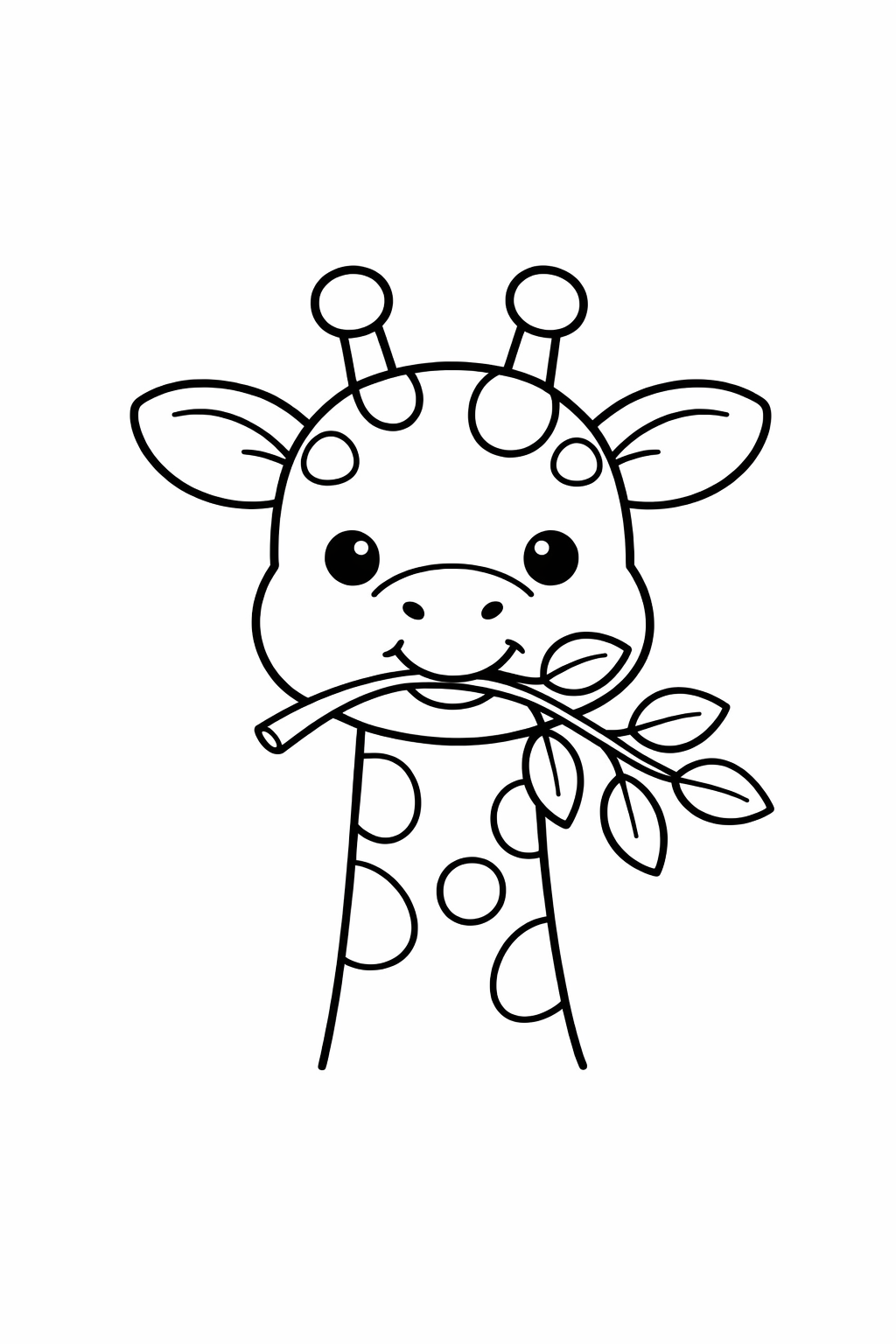 A giraffe eating from a branch