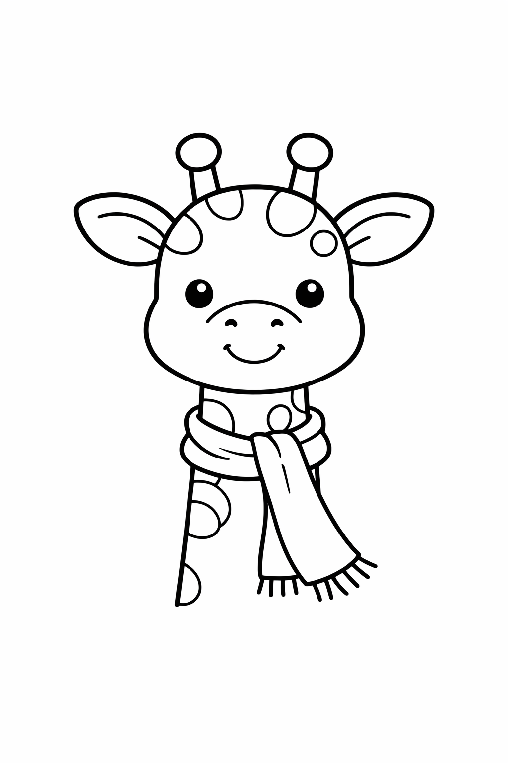 A giraffe wearing a scarf