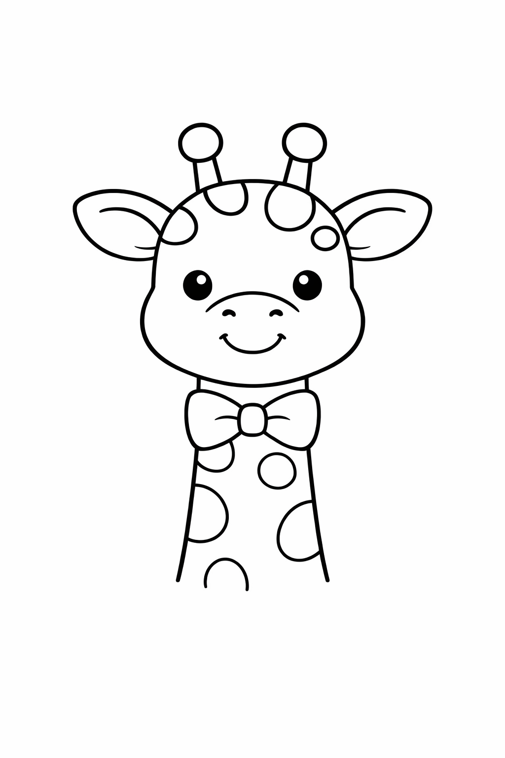A giraffe wearing a bow tie