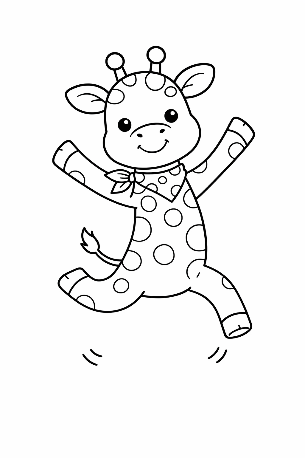 A giraffe jumping in a playful pose