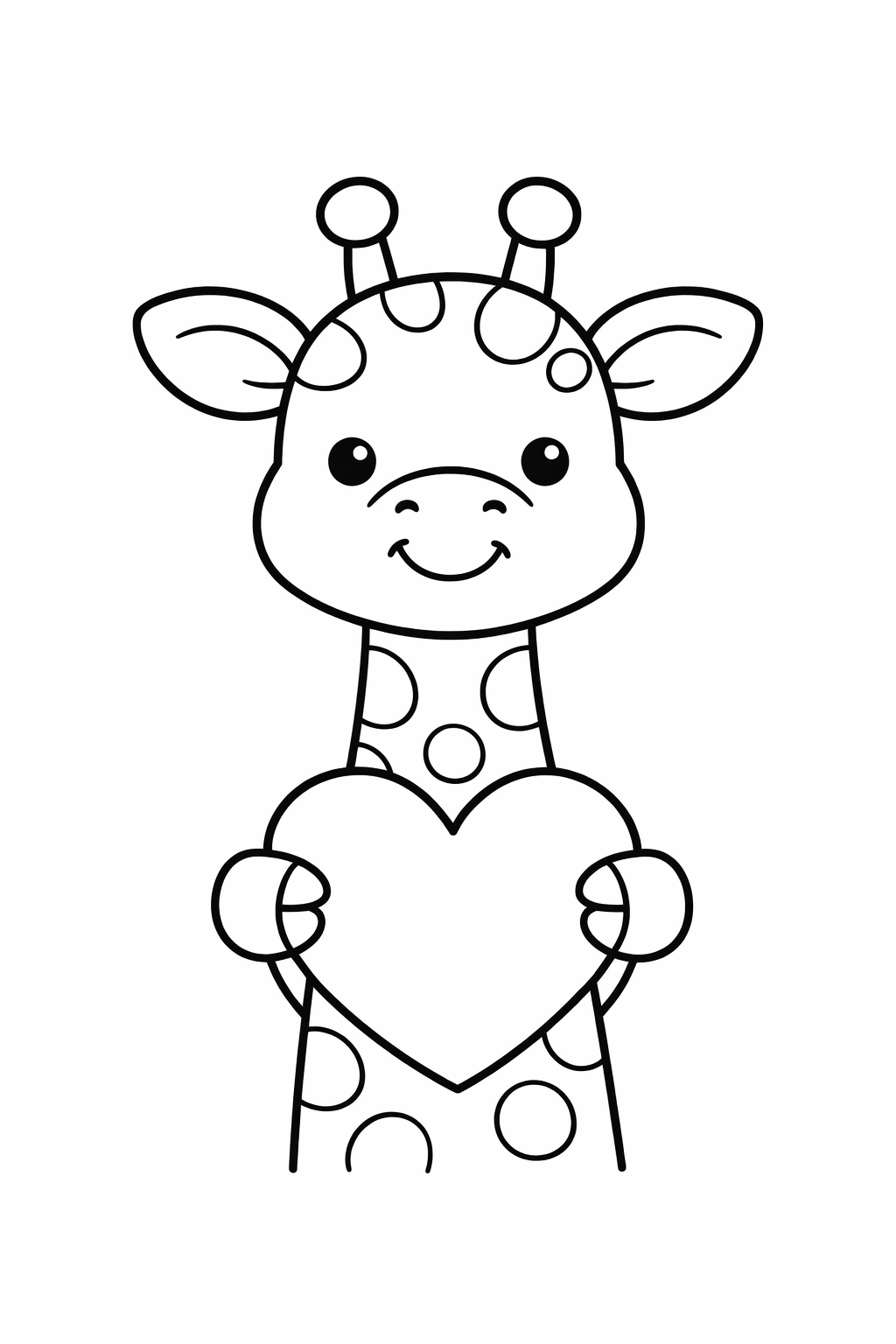 A giraffe holding a heart