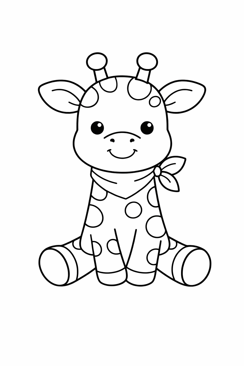 A cute giraffe sitting down like a toy