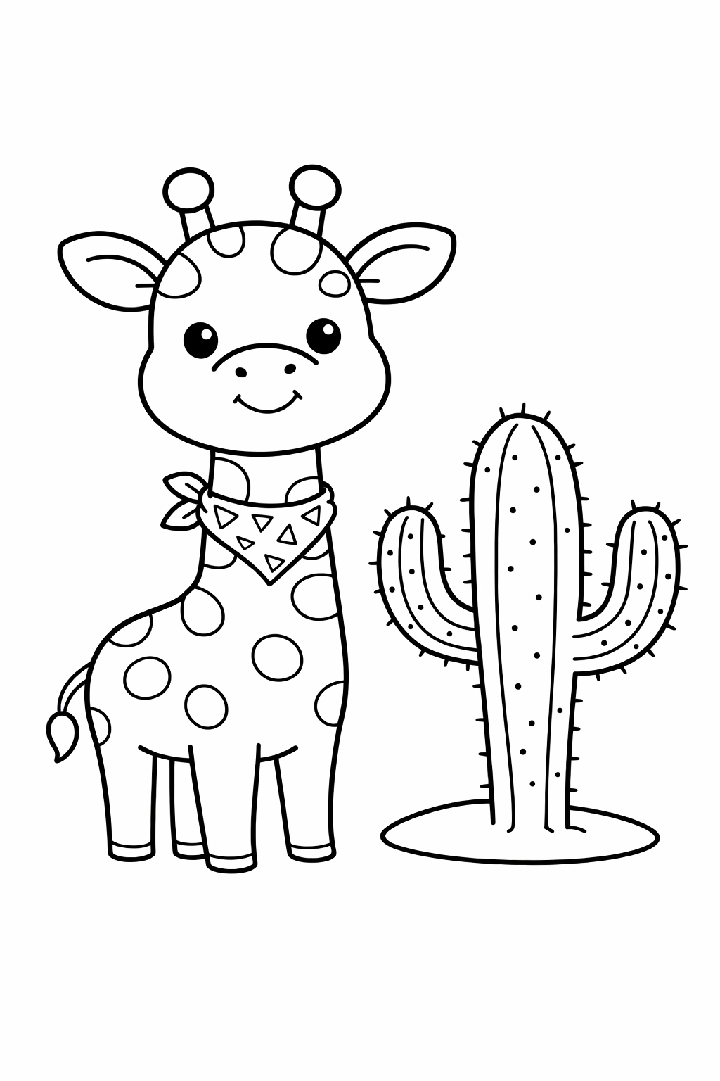 A giraffe standing next to a cactus