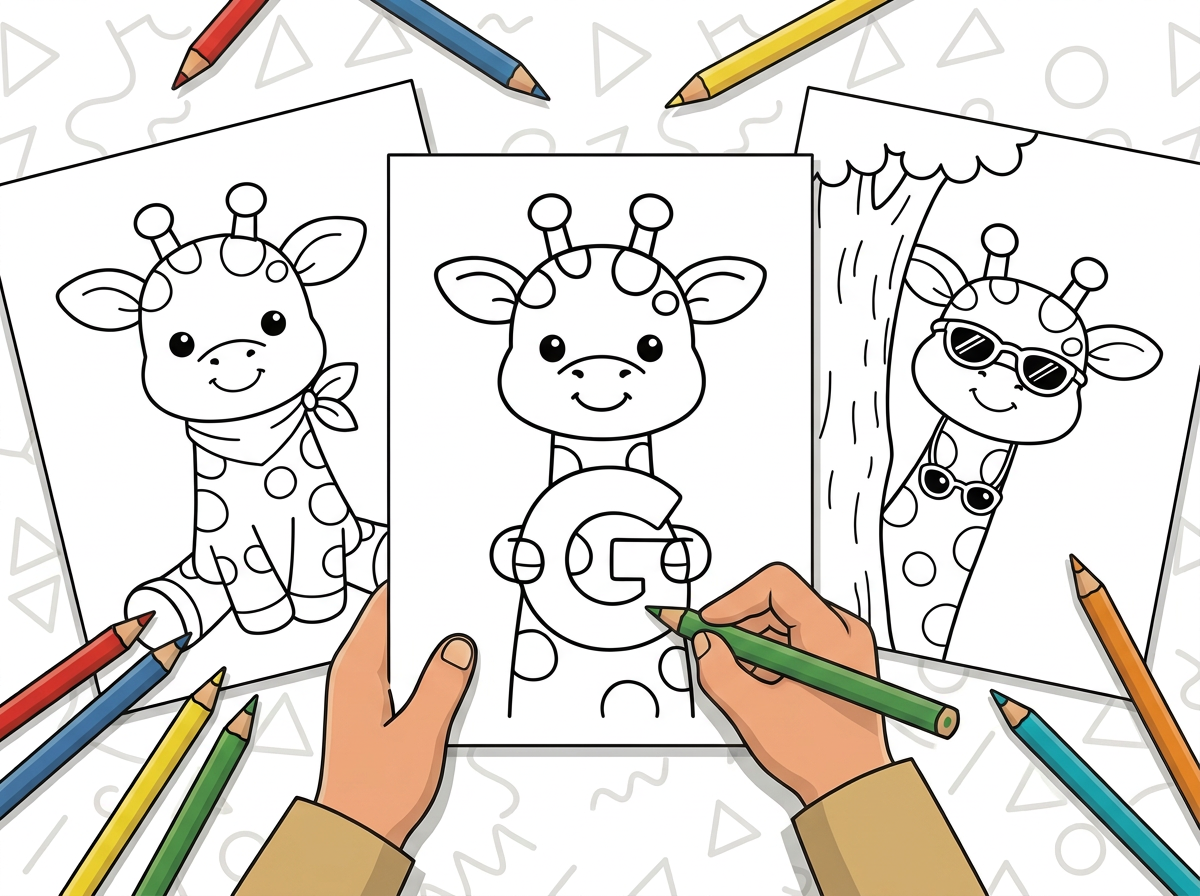 21 Easy Giraffe Coloring Pages (Free Printable PDFs) hero image before
