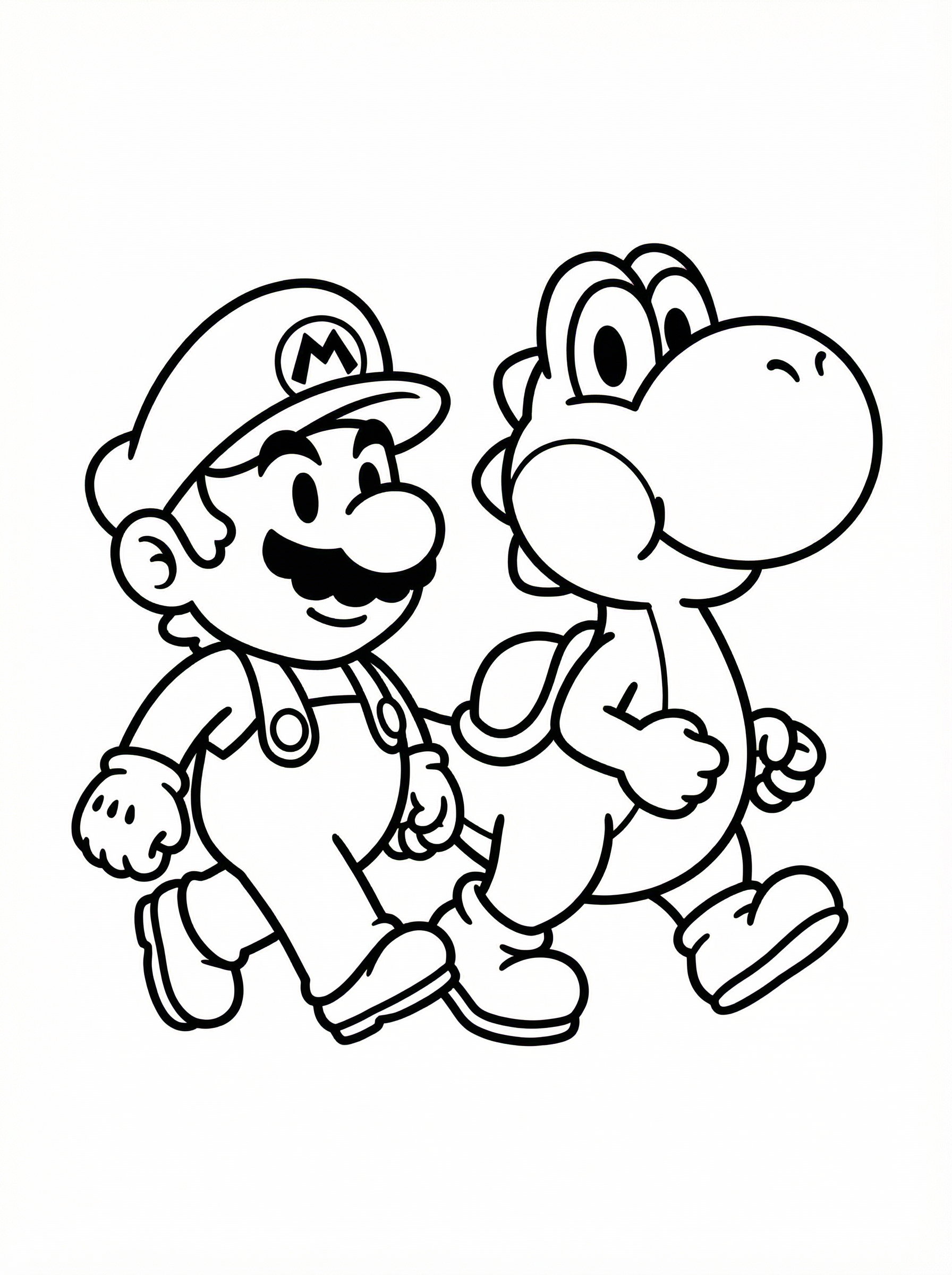 Mario and Yoshi are taking a stroll