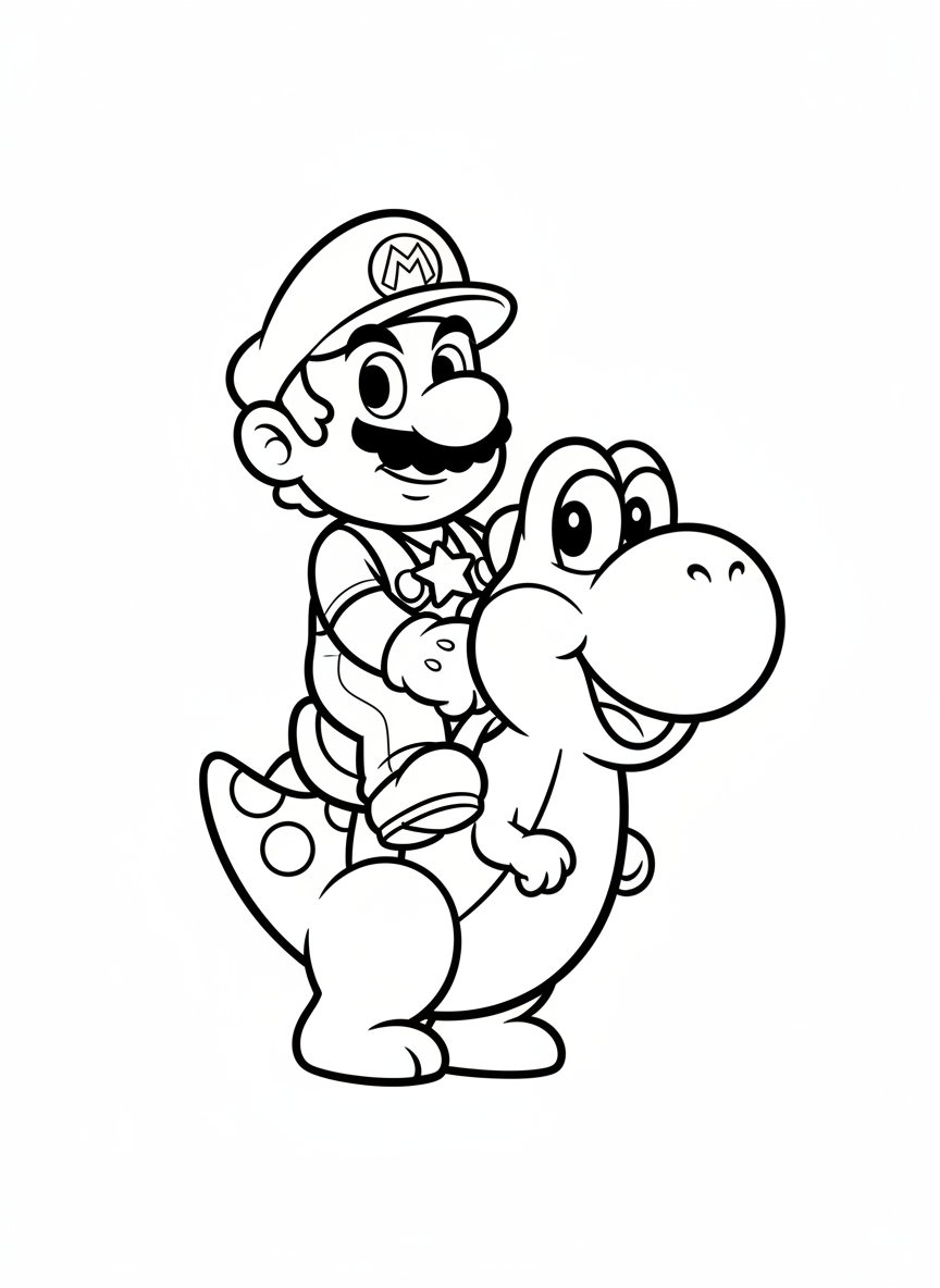 Mario rides a friendly dinosaur