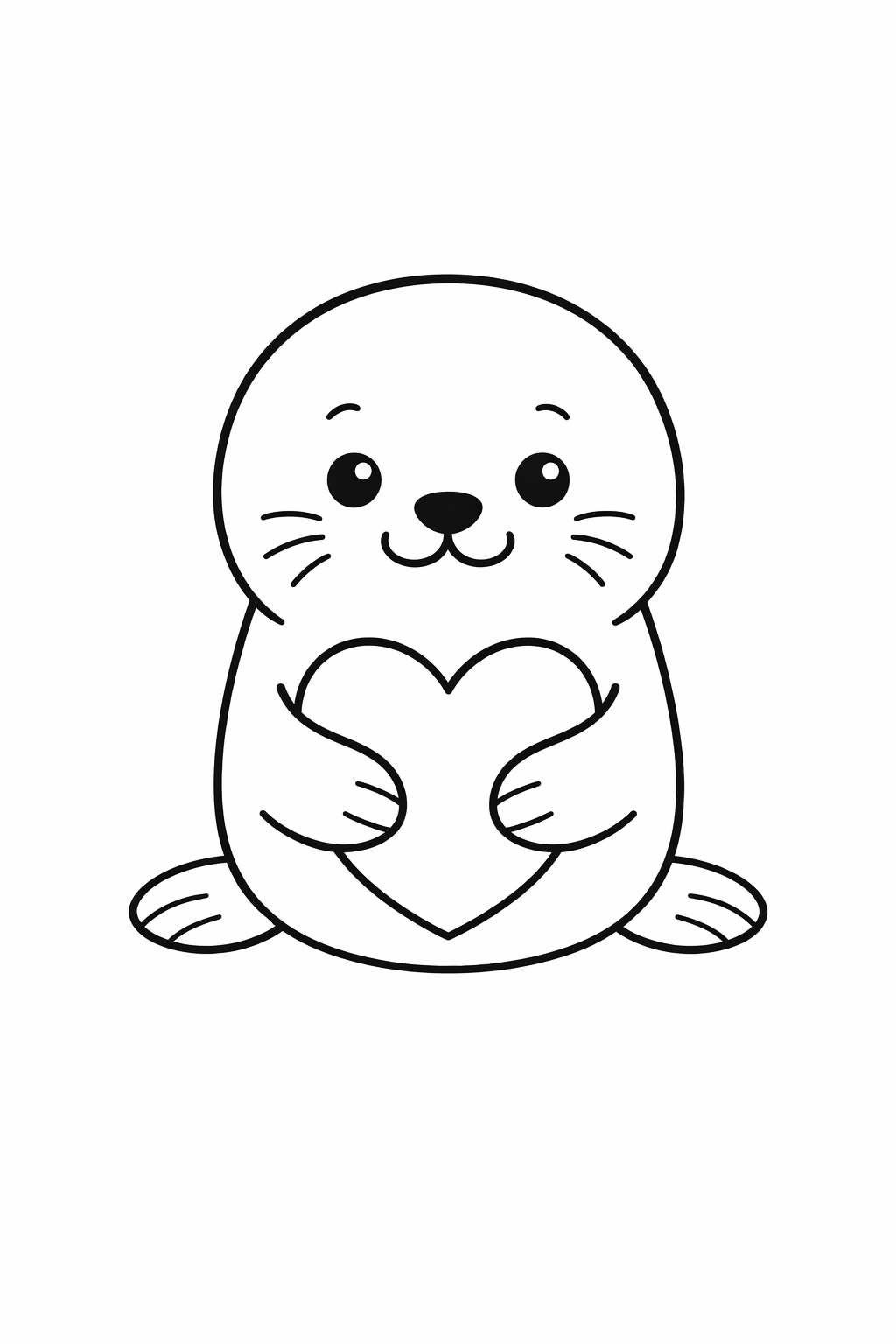 A cute seal holding a heart