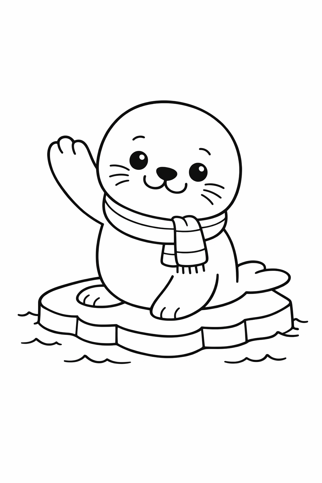 A cute seal waving from a small ice floe