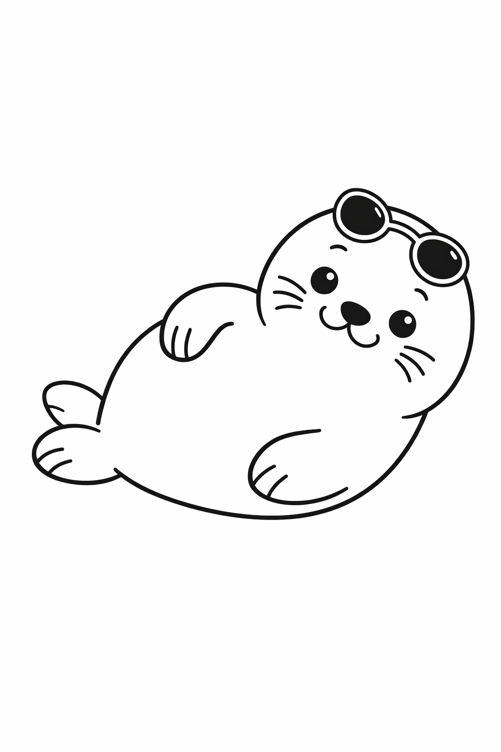 A cute seal rolling onto its side