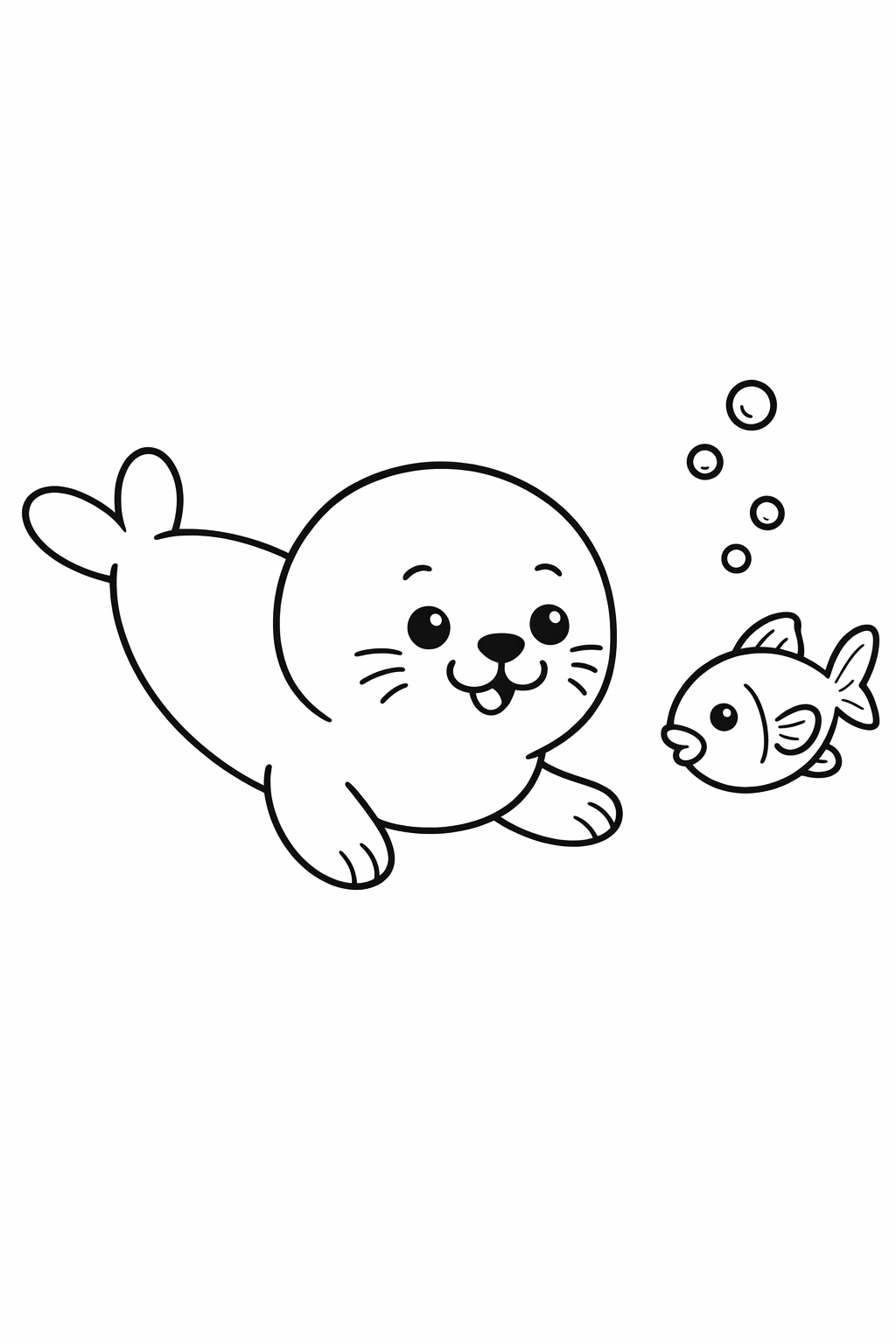 A cute seal chasing a fish