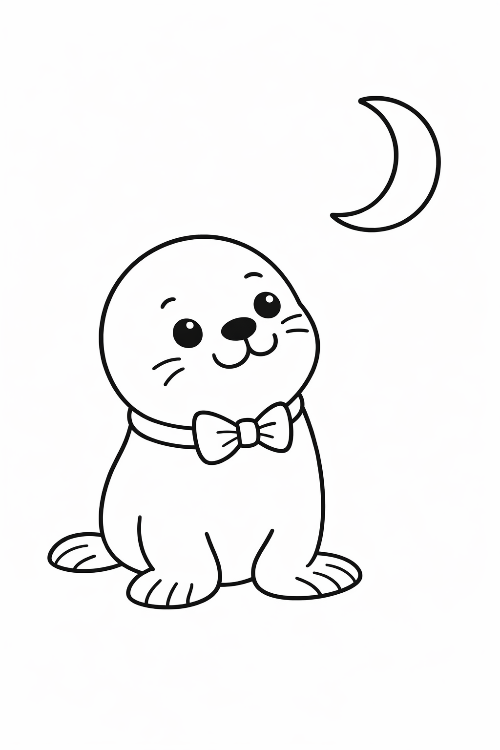 A cute seal looking at the moon