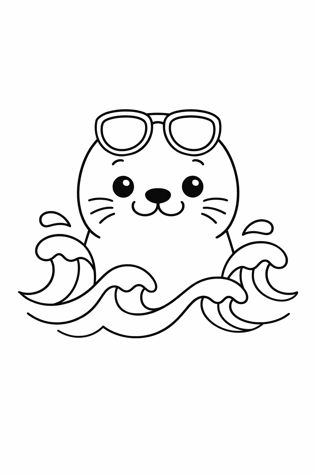 A cute seal popping up from a wave