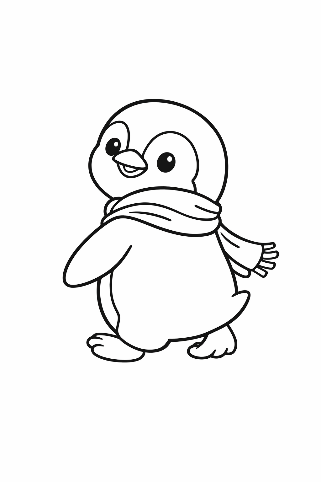 A cute penguin turning around mid-waddle