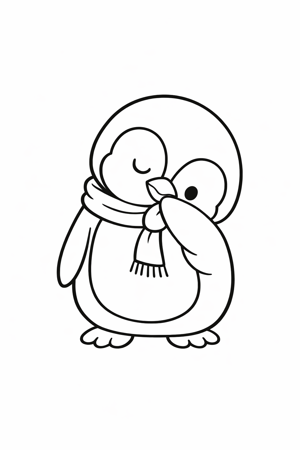 A cute penguin rubbing its beak along its feathers