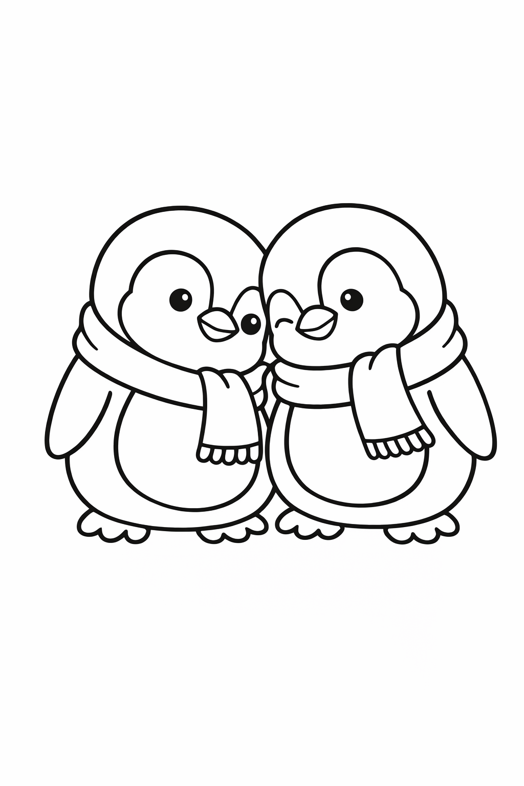 A cute penguin leaning close to a mate in a mutual display