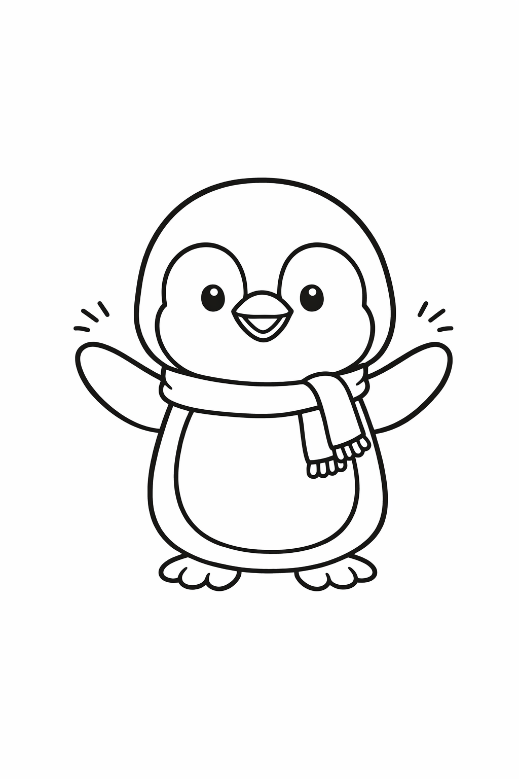 A cute penguin greeting a returning mate with flippers slightly lifted