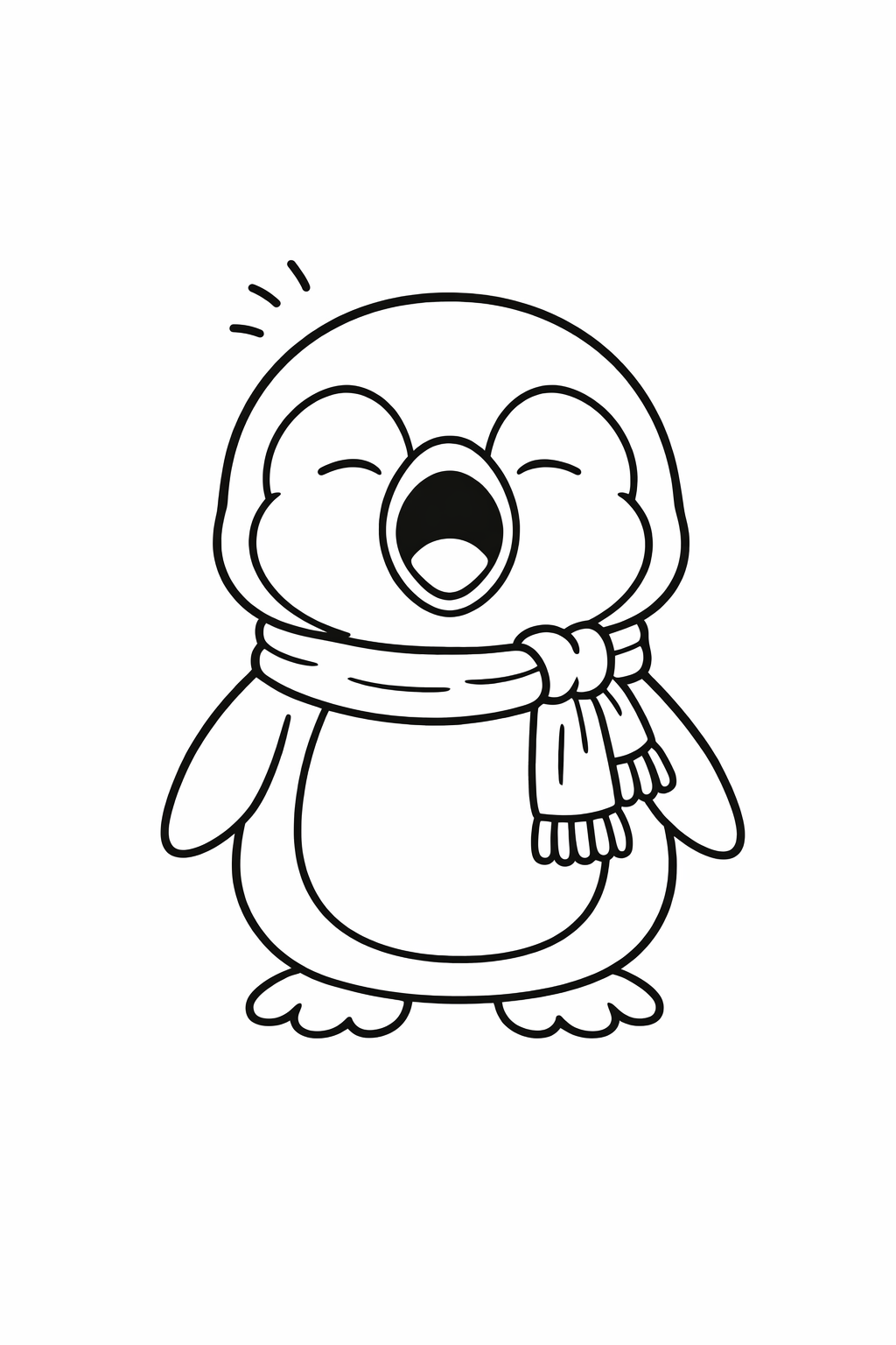 A cute penguin yawning with a wide beak