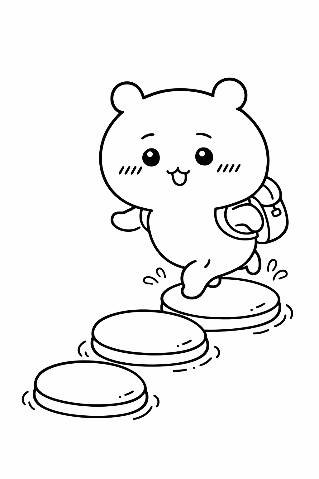 Chiikawa crossing stepping stones