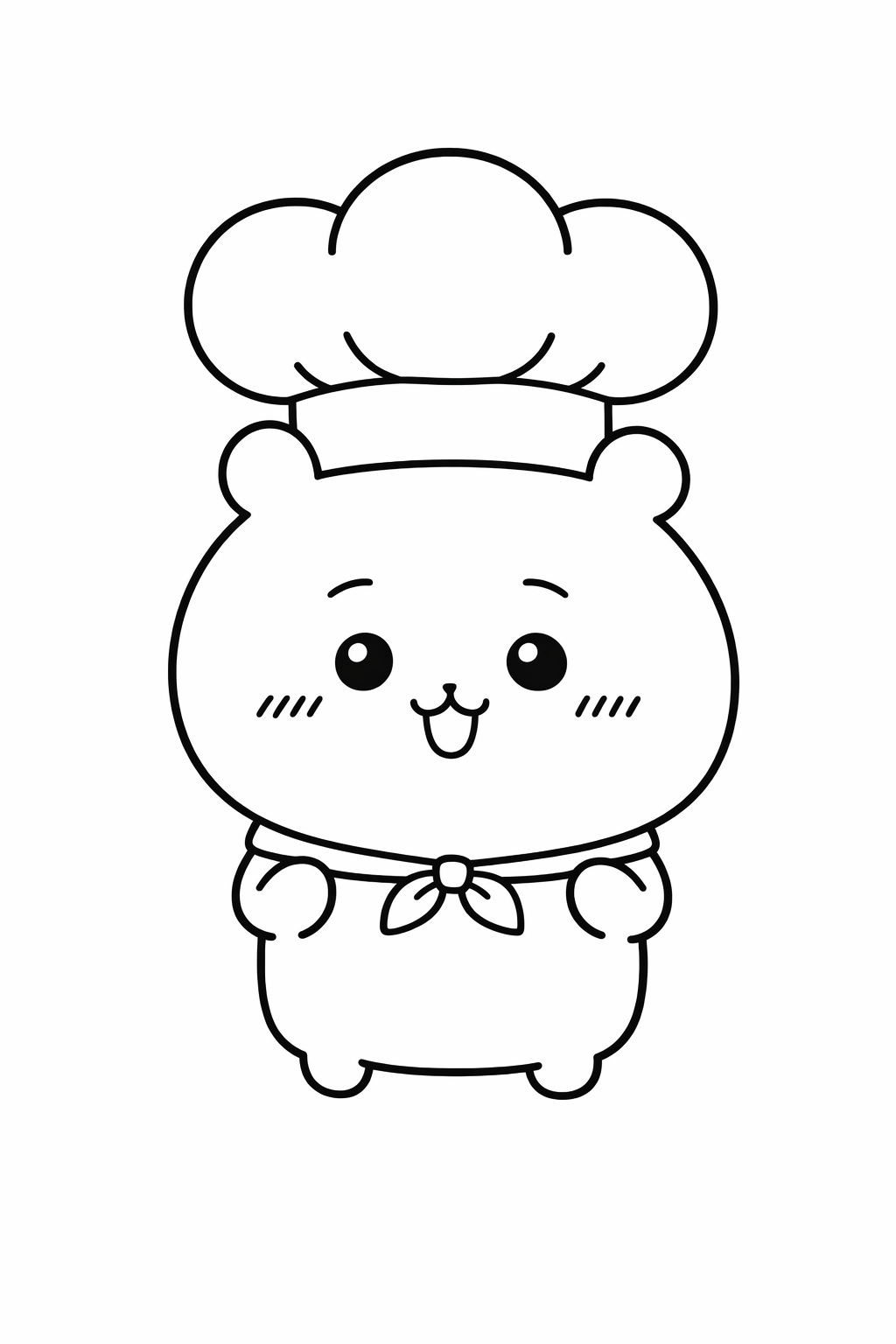 Chiikawa wearing an oversized chef hat