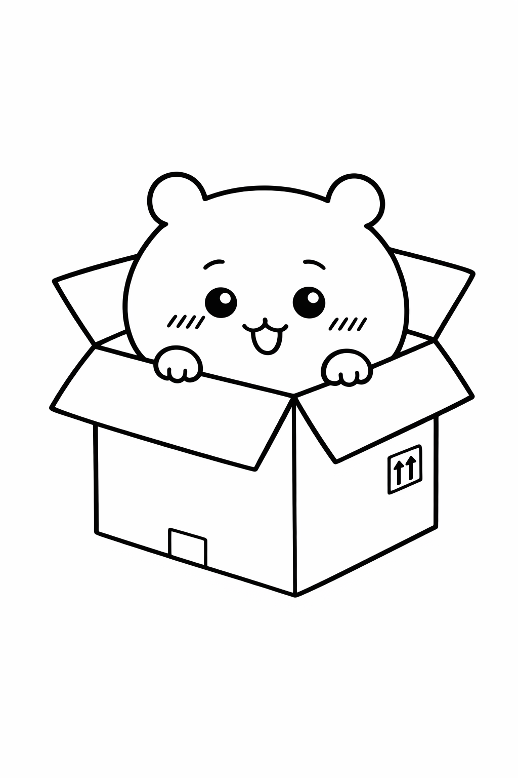 Chiikawa hiding in a cardboard box