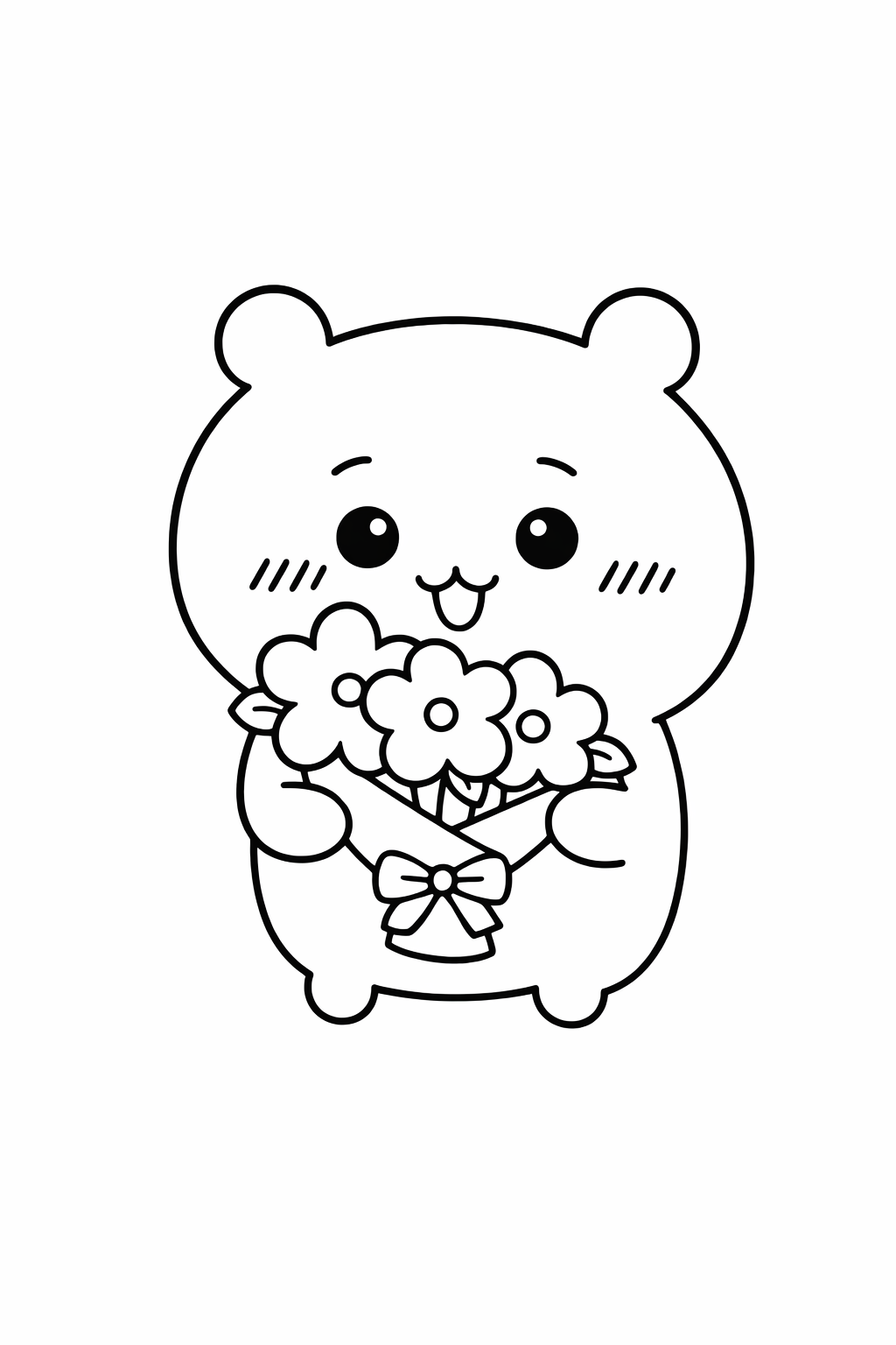 Chiikawa holding a flower bouquet