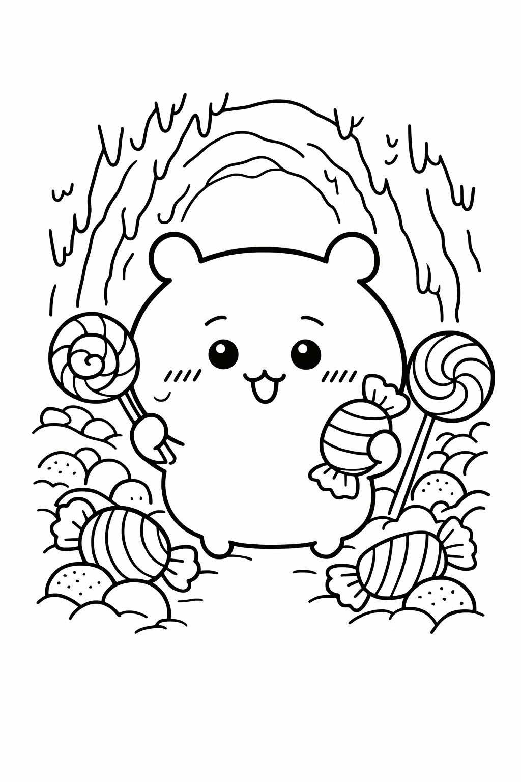 Chiikawa exploring a candy cave