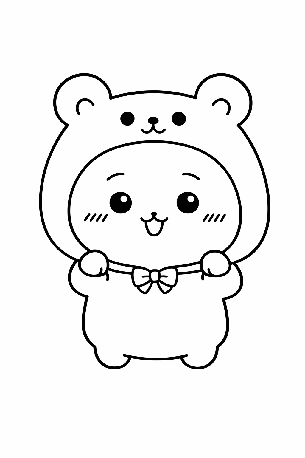 Chiikawa wearing a bear hoodie