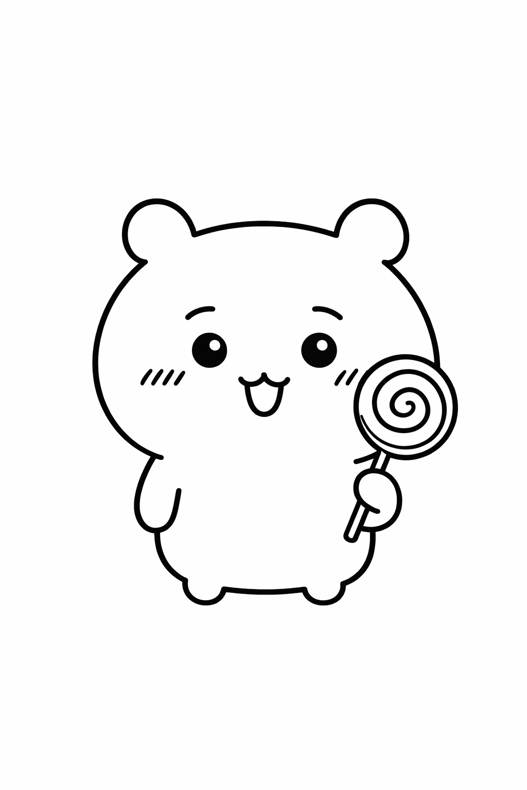 Chiikawa holding a round lollipop