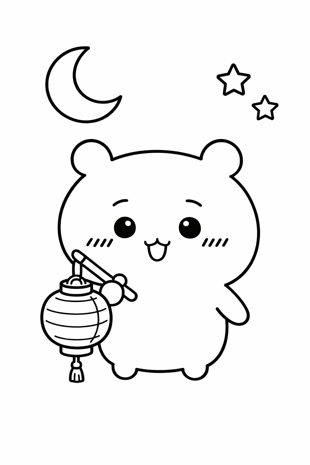 Chiikawa carrying a lantern at night