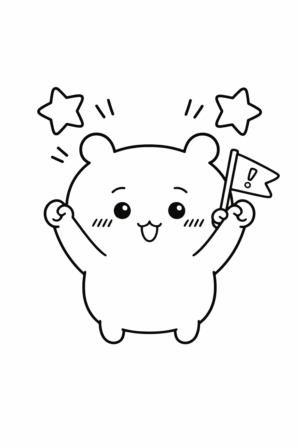 Chiikawa cheering after a small victory