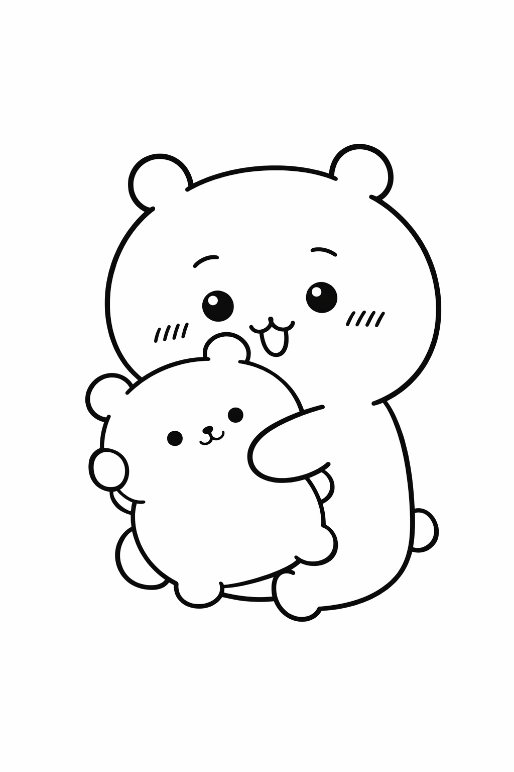 Chiikawa hugging a teddy bear pillow