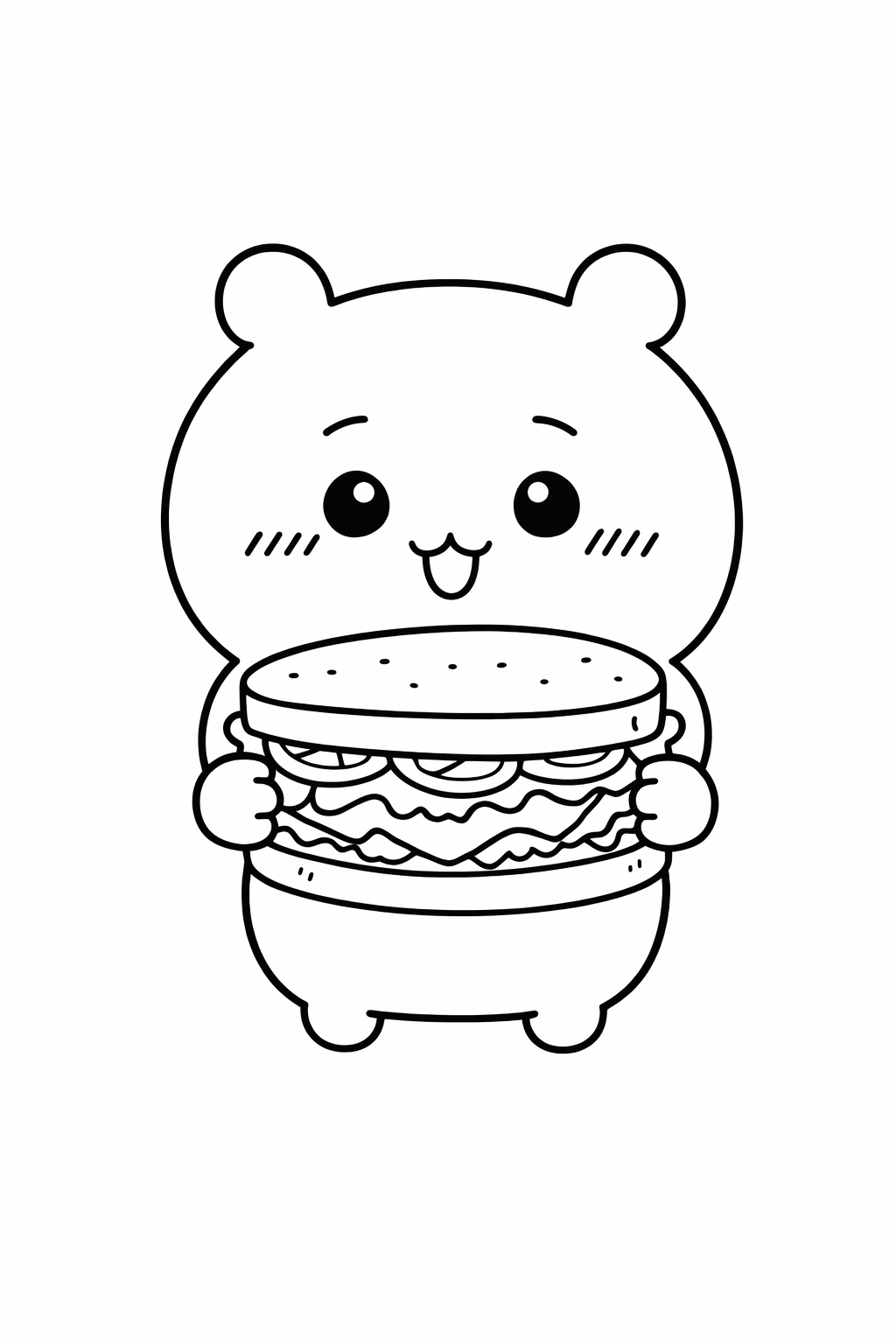 Chiikawa carrying a picnic sandwich