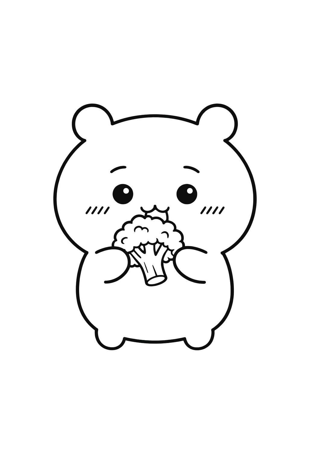 Chiikawa nibbling a broccoli floret