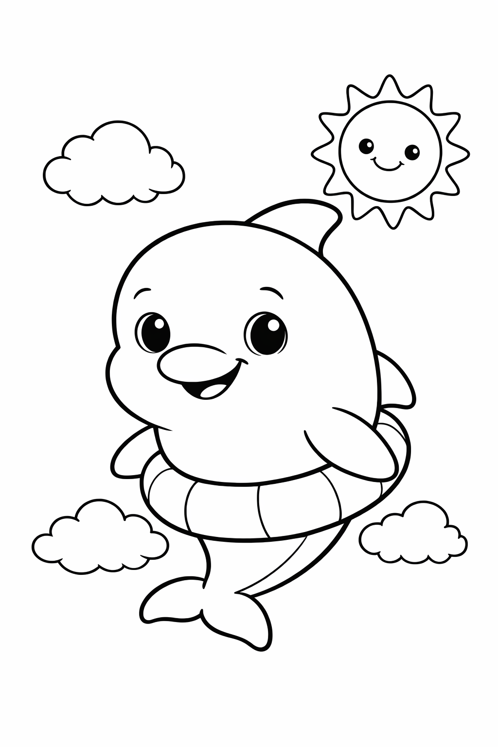 Dolphin with Sun and Clouds