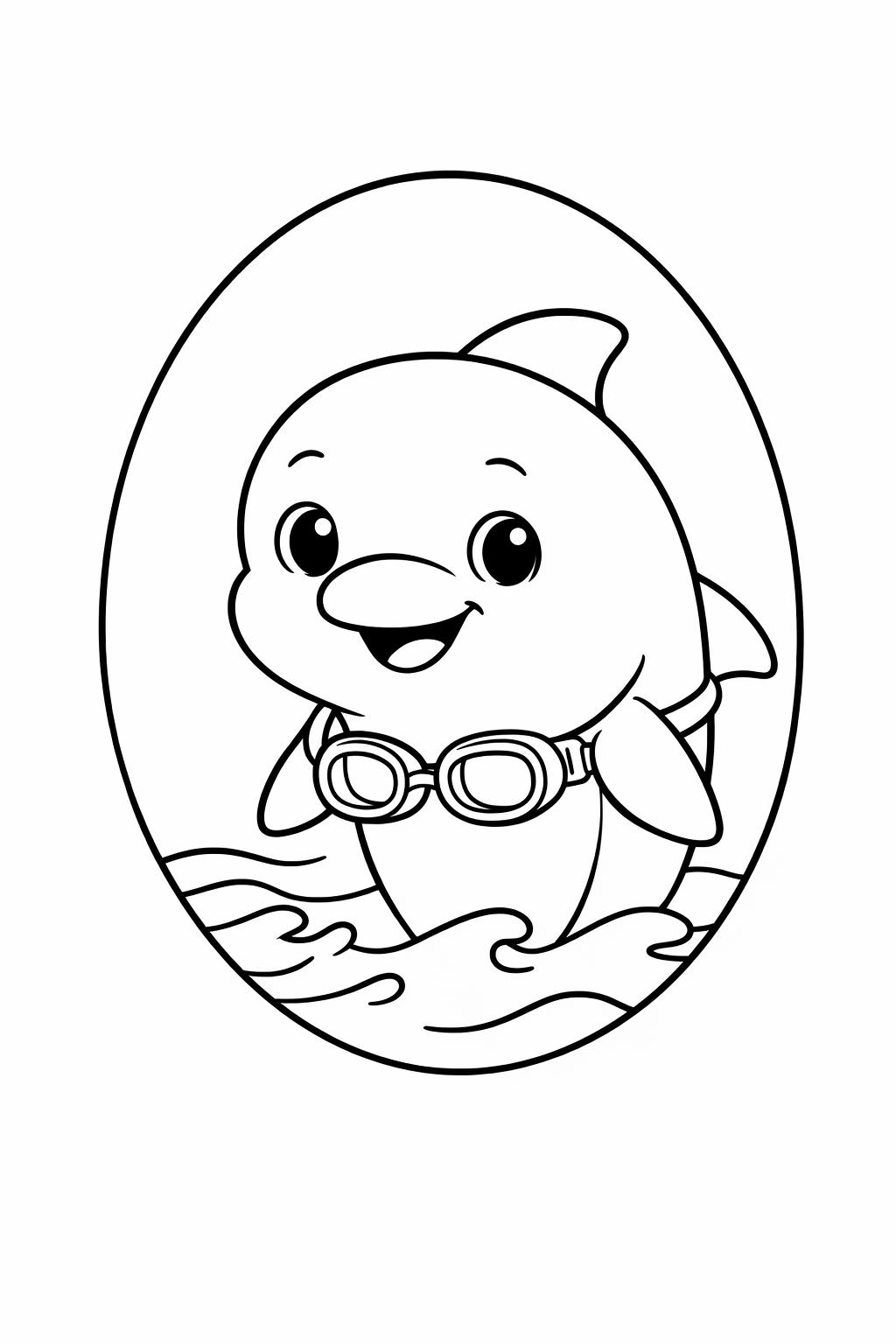 Dolphin in Oval Frame