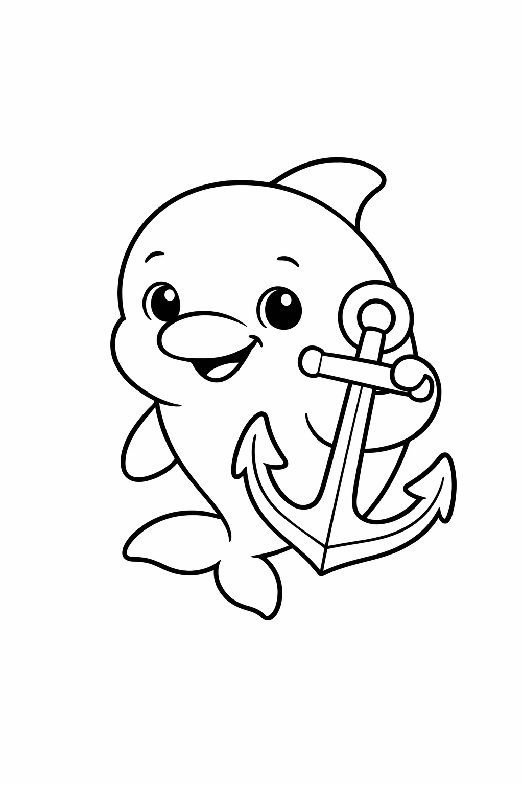 Dolphin with Anchor Icon