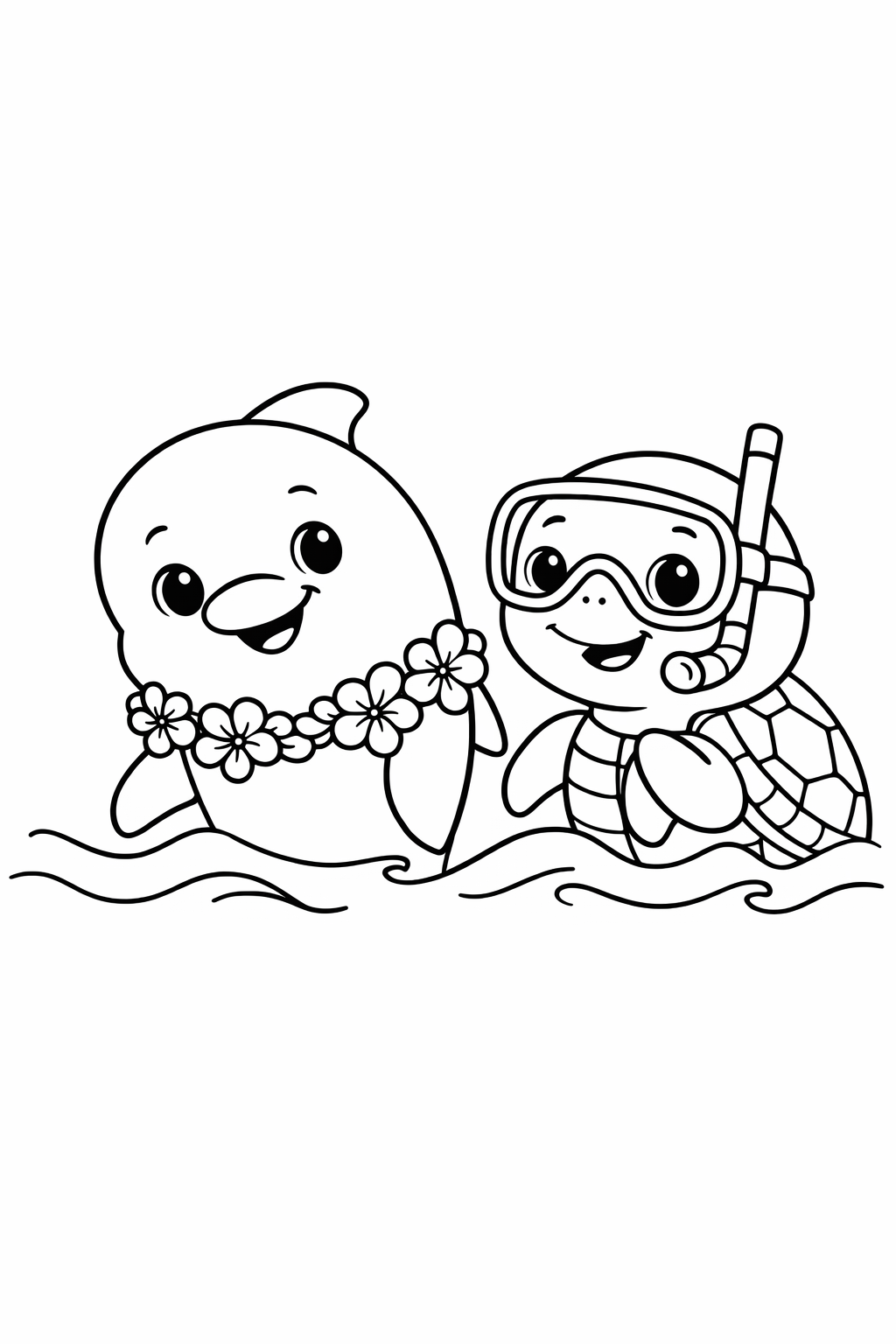 Dolphin and Sea Turtle