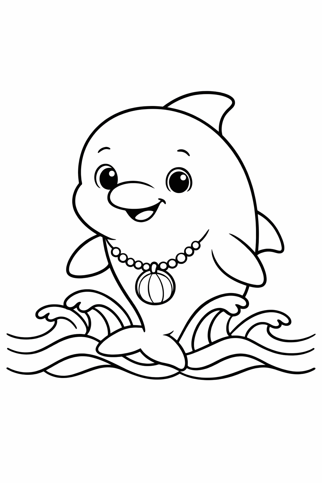 Dolphin Over Waves Pattern