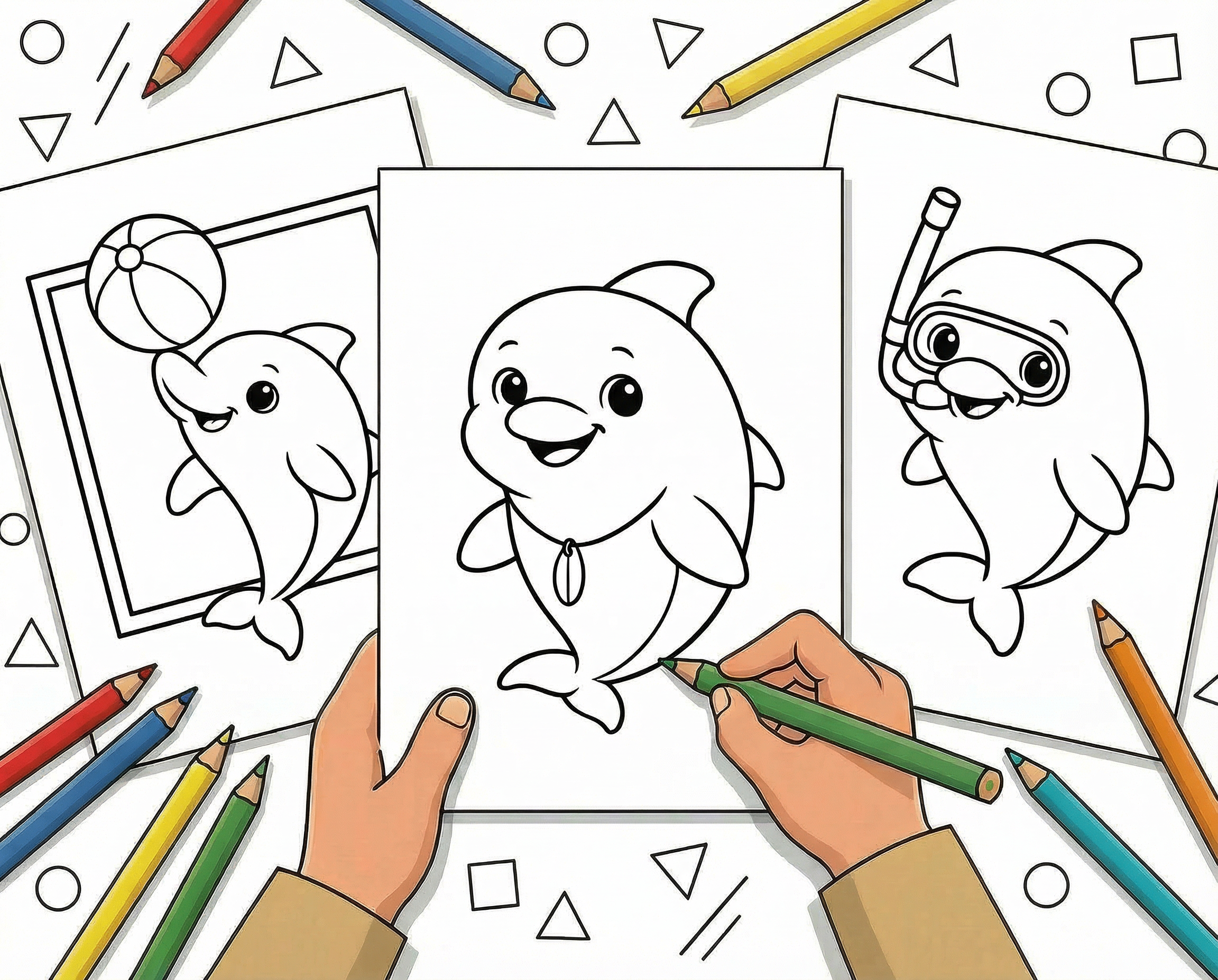 33 Easy Dolphin Coloring Pages (Free Printable PDFs for Kids) hero image before