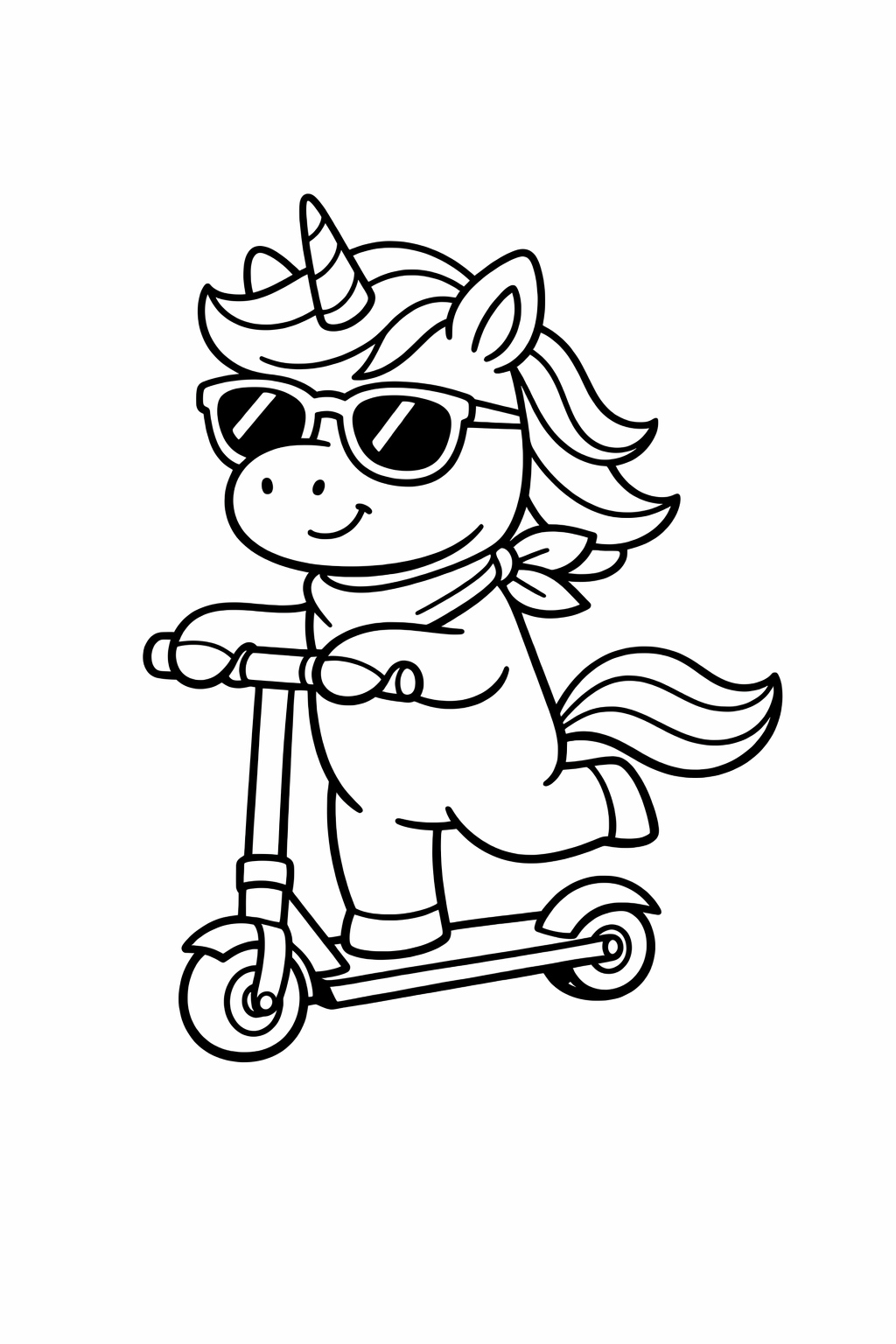 Unicorn riding a scooter