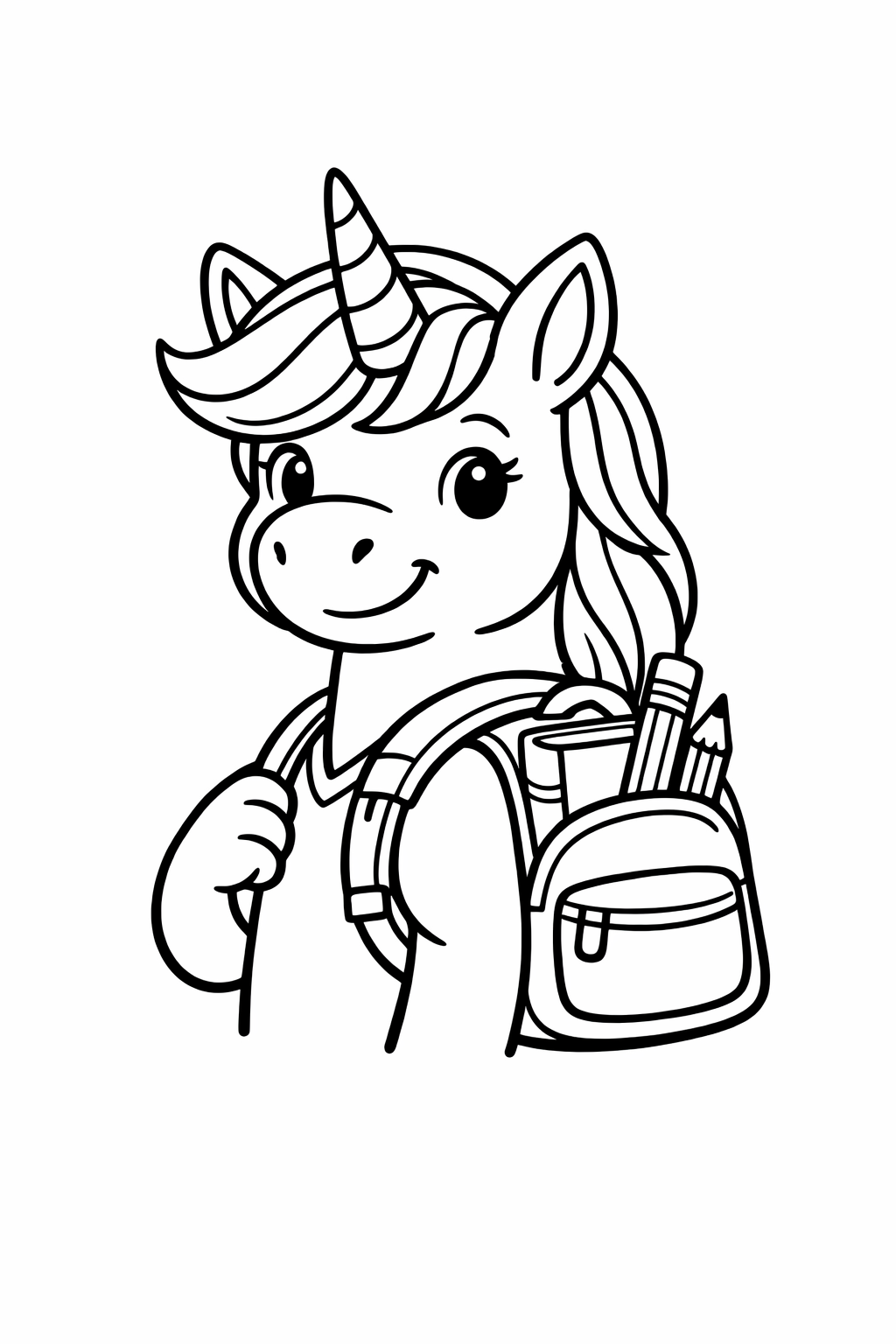Unicorn wearing a backpack on the first day of school