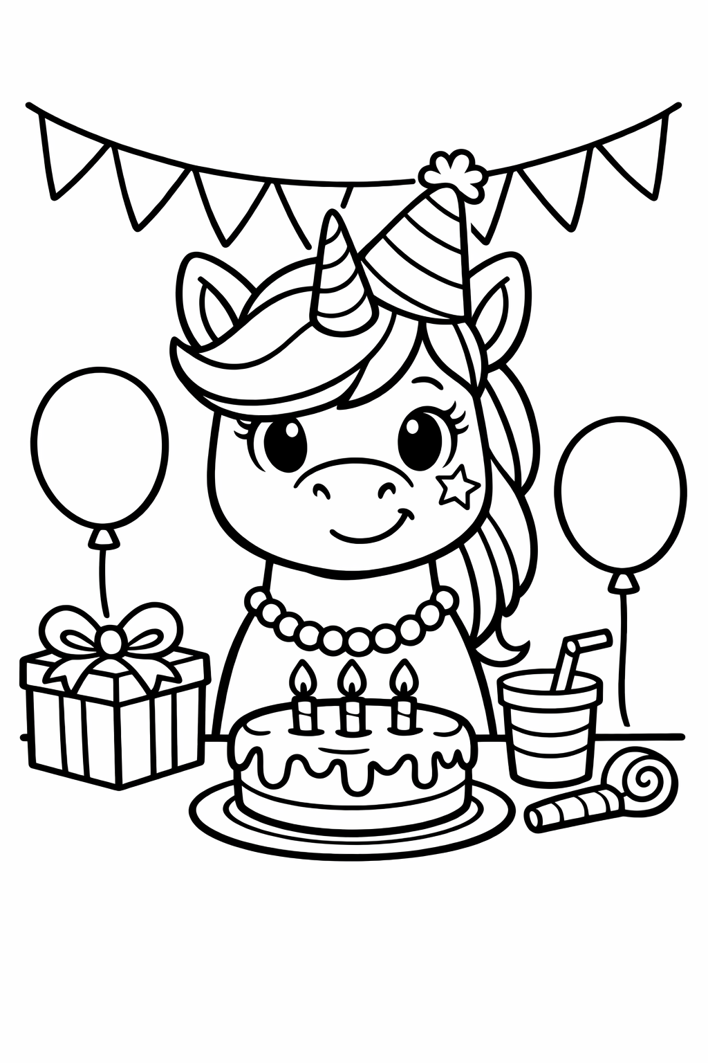 Unicorn at a birthday party table
