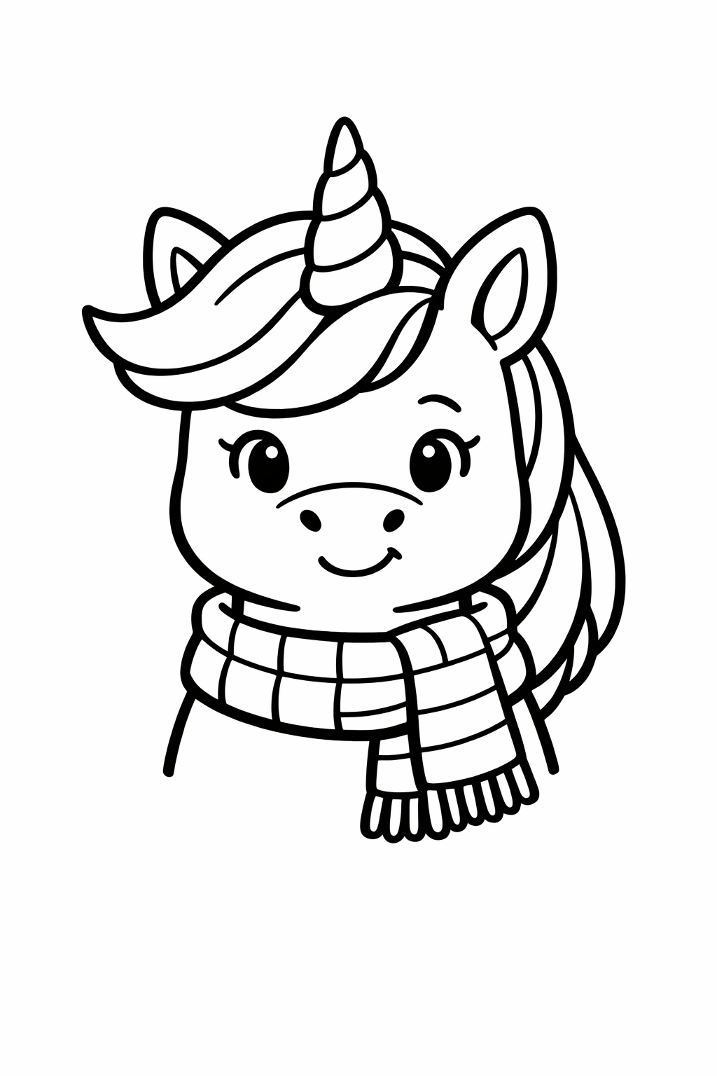 Unicorn with a rainbow scarf