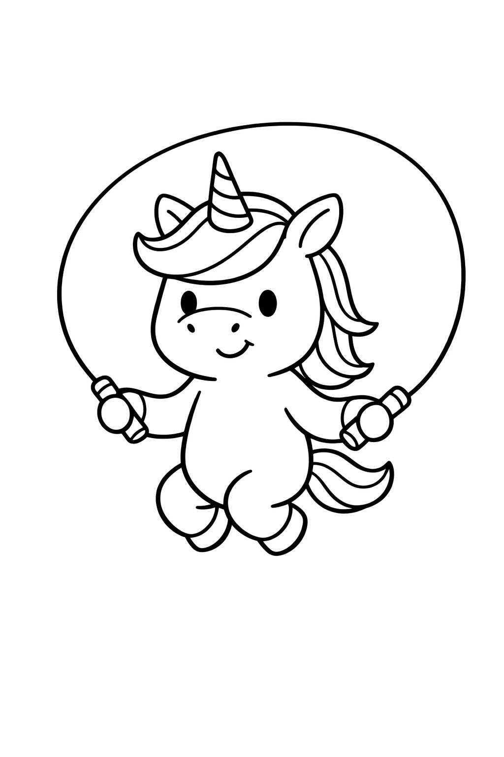 Unicorn playing jump rope