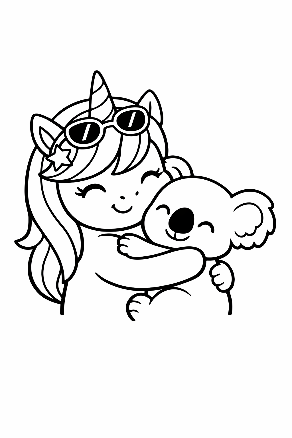 Unicorn hugging a koala