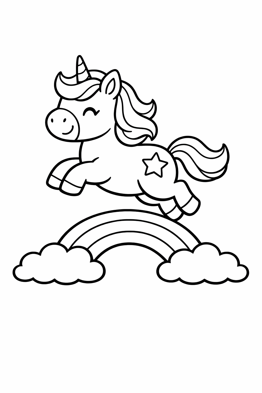 Unicorn jumping over a small rainbow