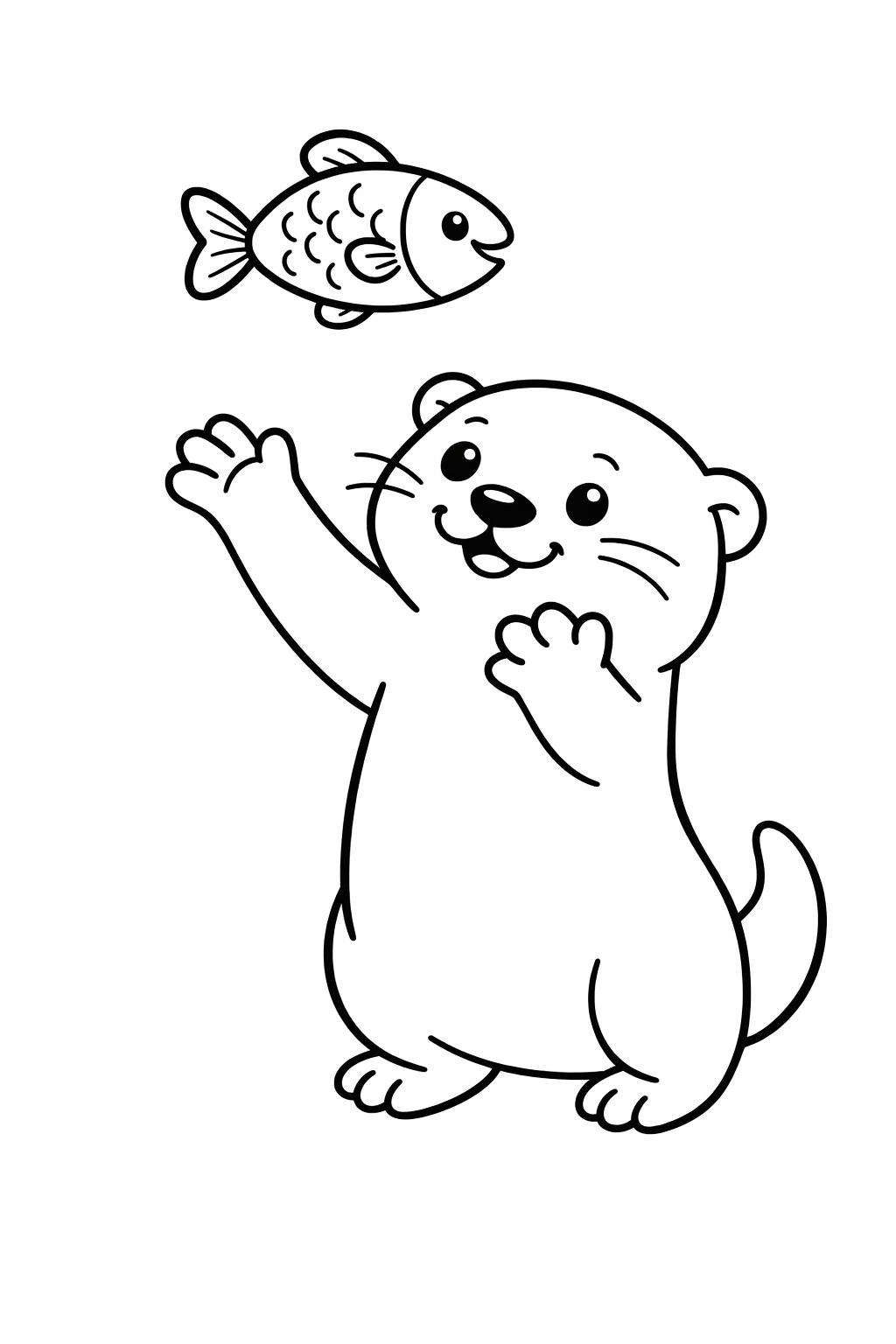 A cute otter reaching for a fish