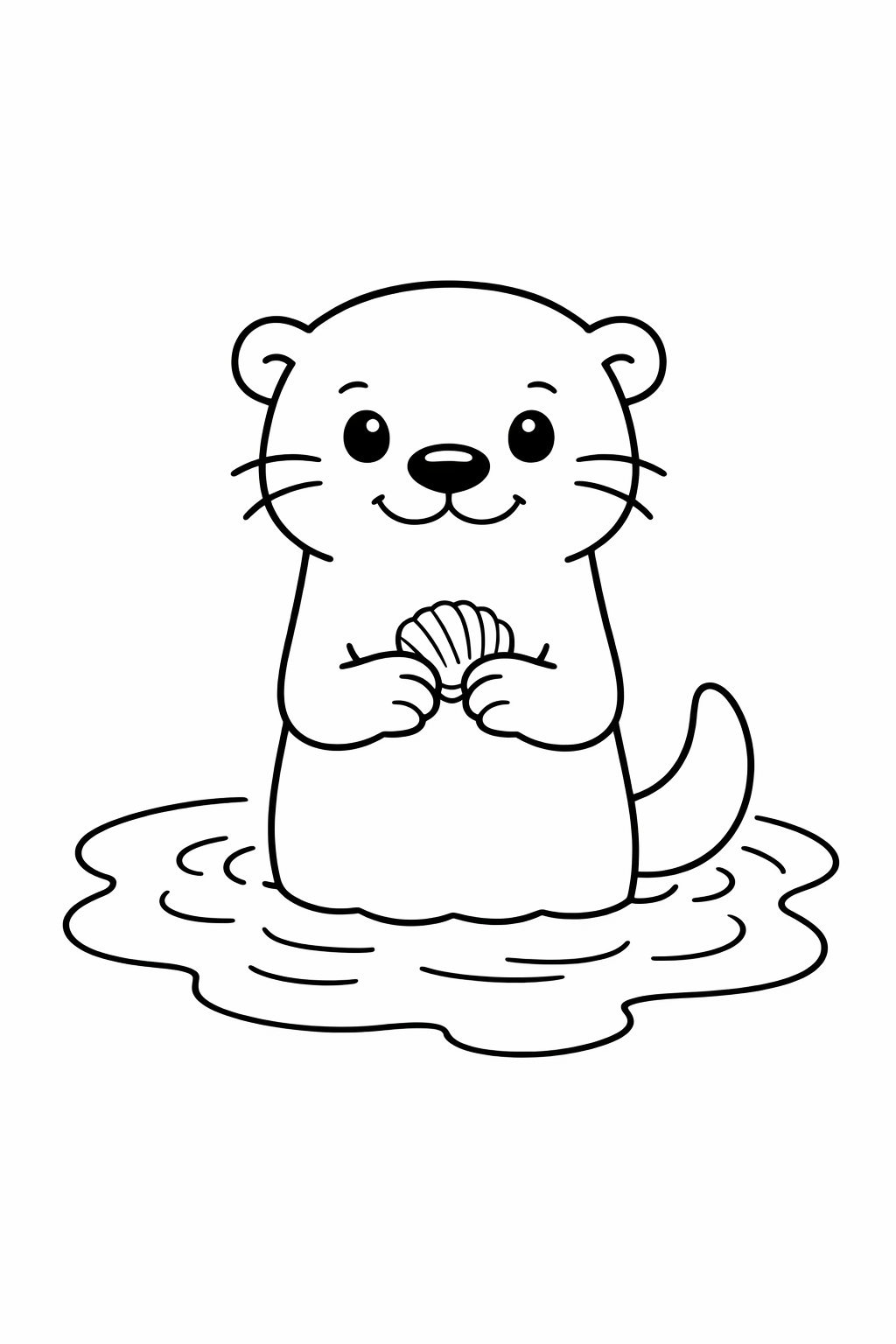 A cute otter standing in shallow water