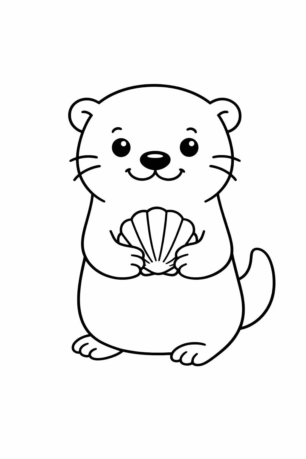 A cute otter holding a shell
