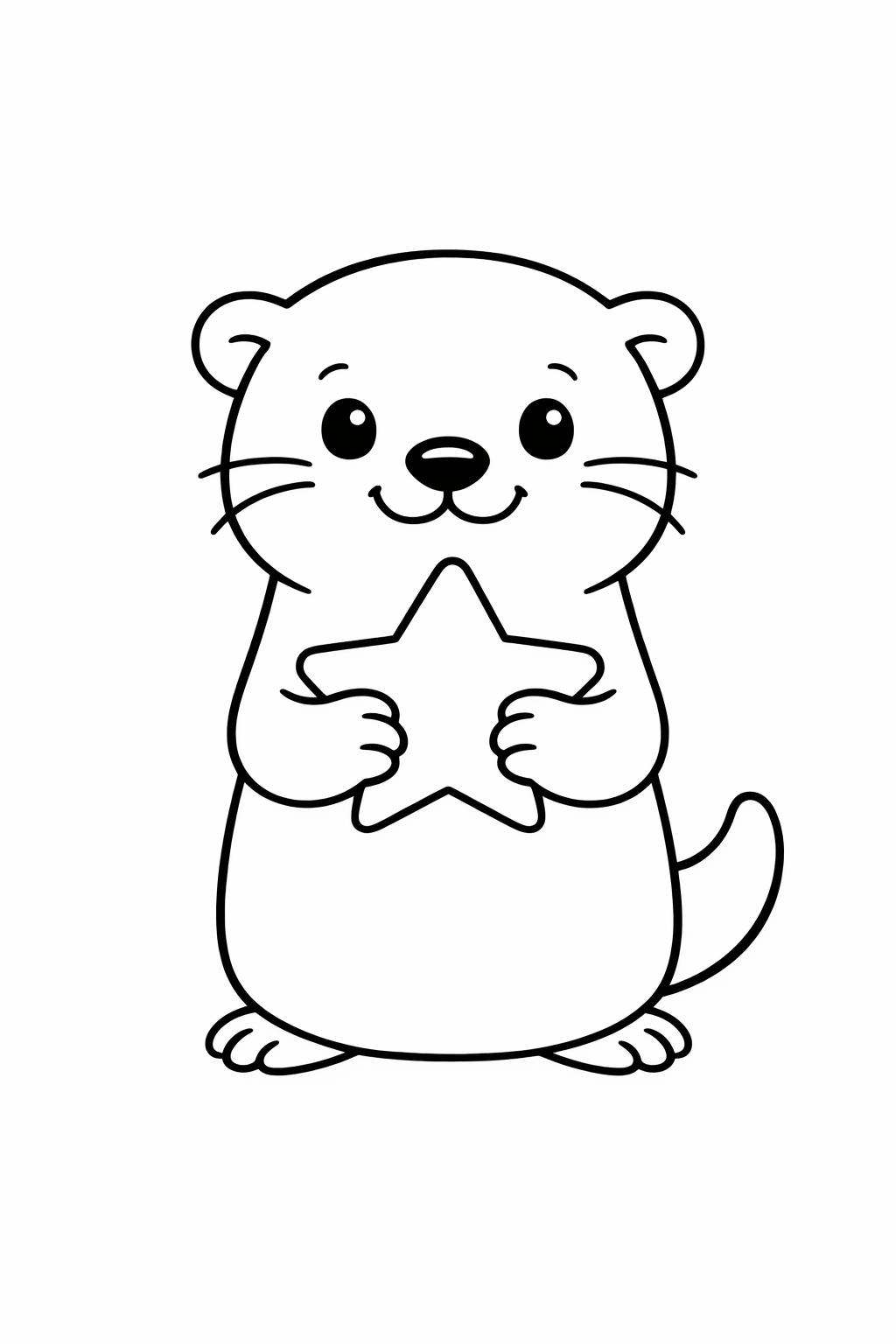 A cute otter holding a star